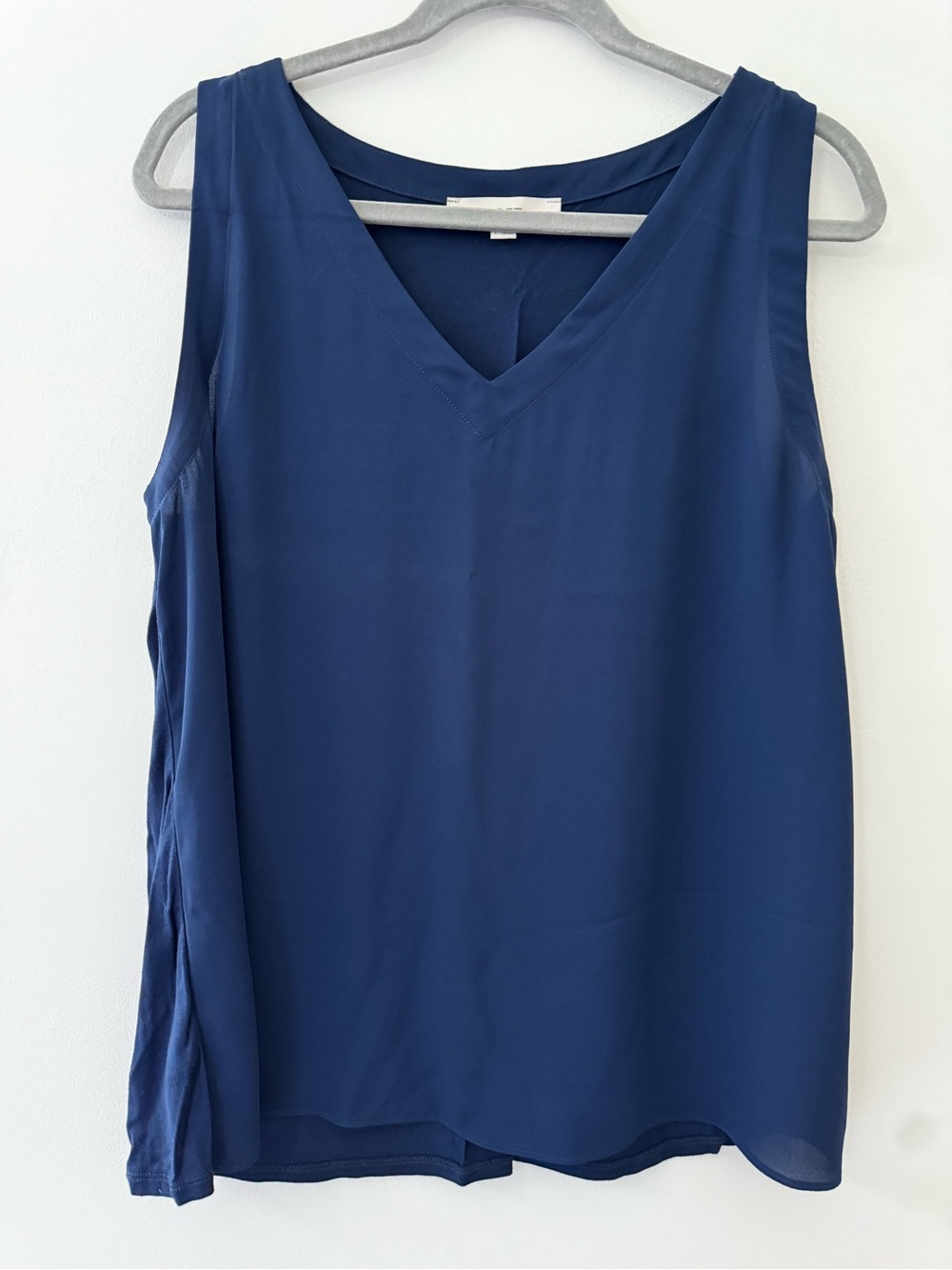 LOFT Sleeveless V-Neck Chiffon Top - Navy